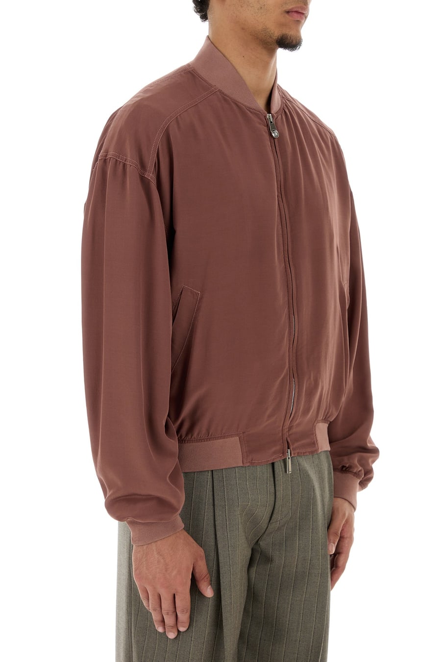 Versace Bomber in seta rosa antico, view 3