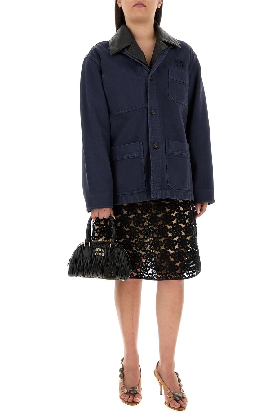 Miu Miu Giubbino in denim blu navy, view 6