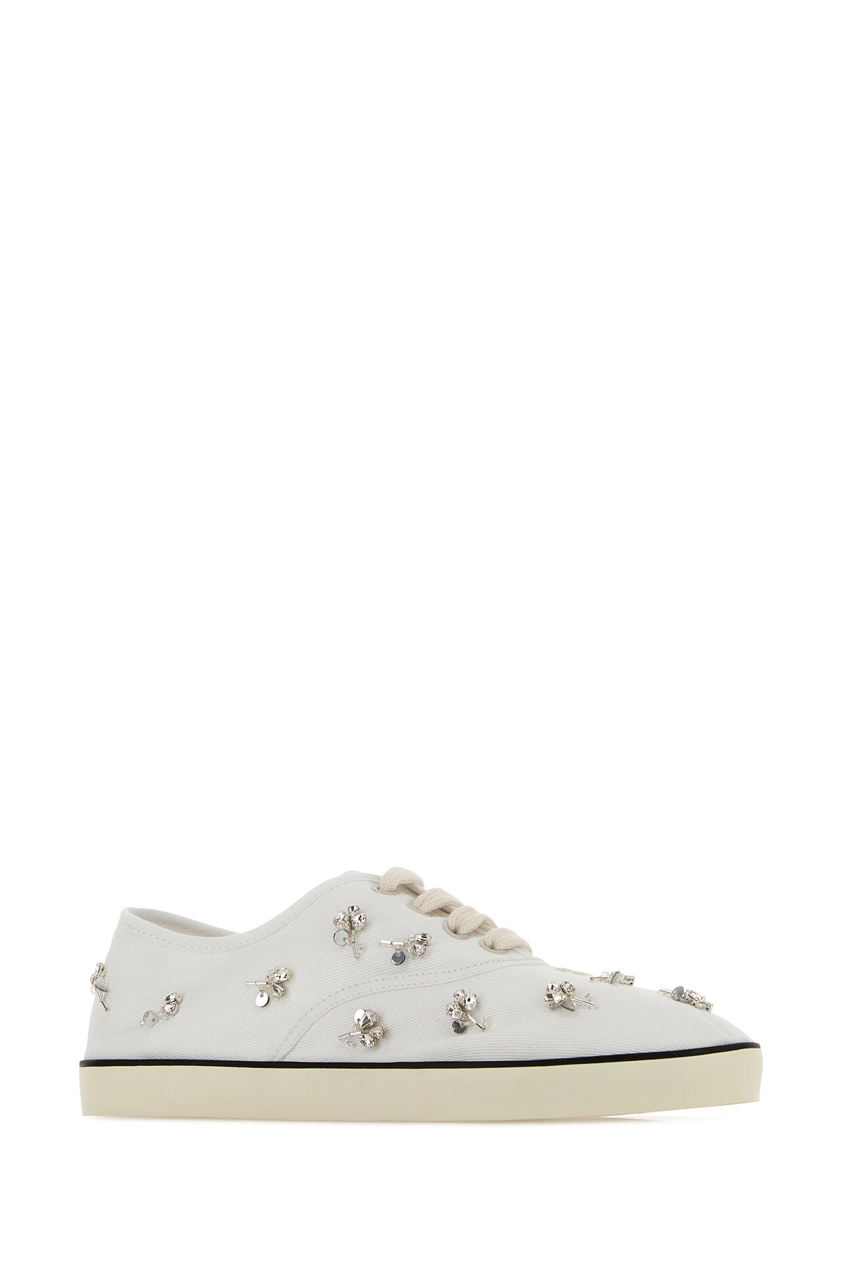 Miu Miu Sneakers in drill bianco, view 2
