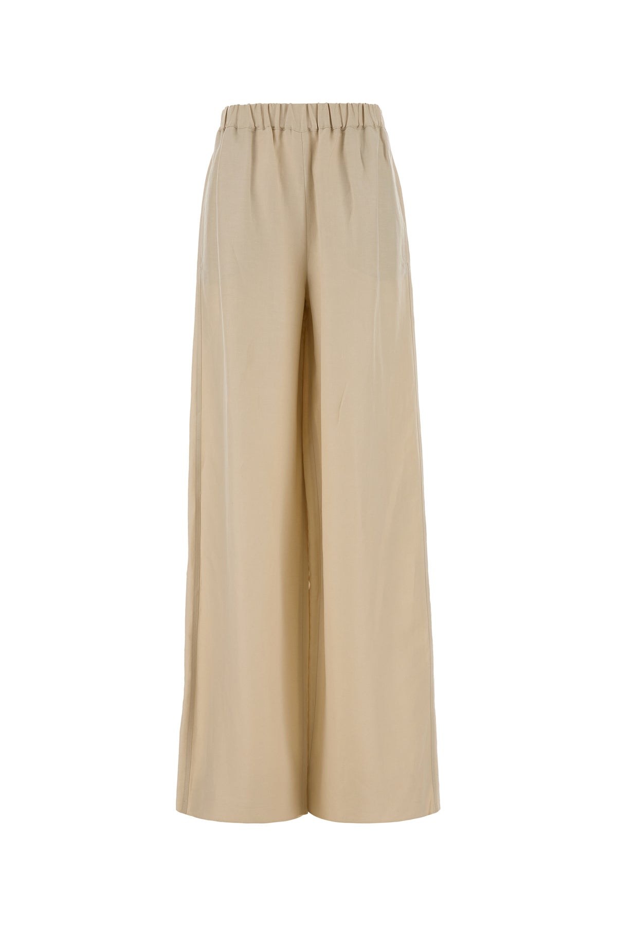 Max Mara Pantalone Moro dalla gamba ampia in misto lino sabbia