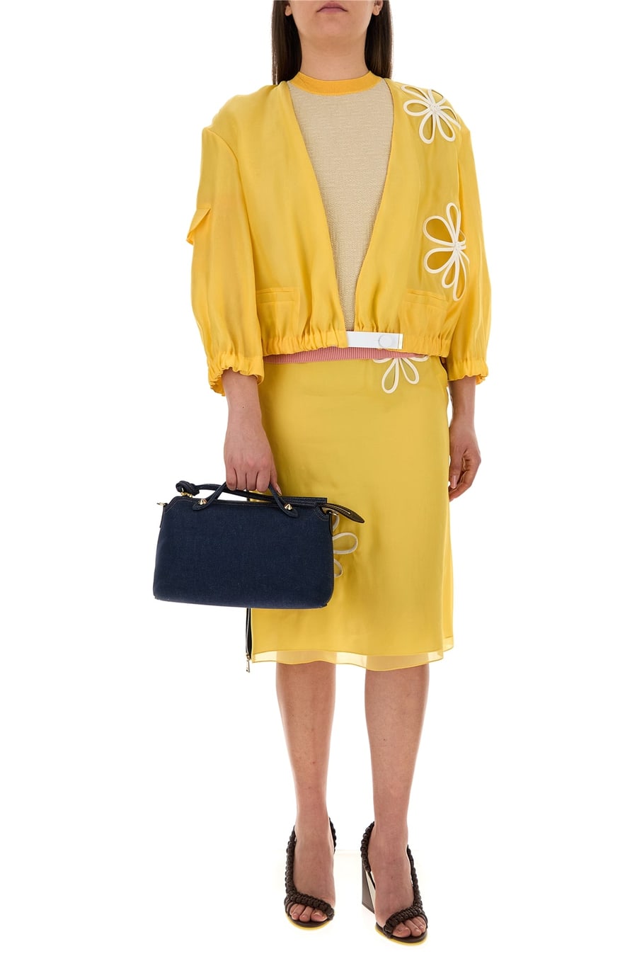 Fendi Giubbino in organza gialla, view 6