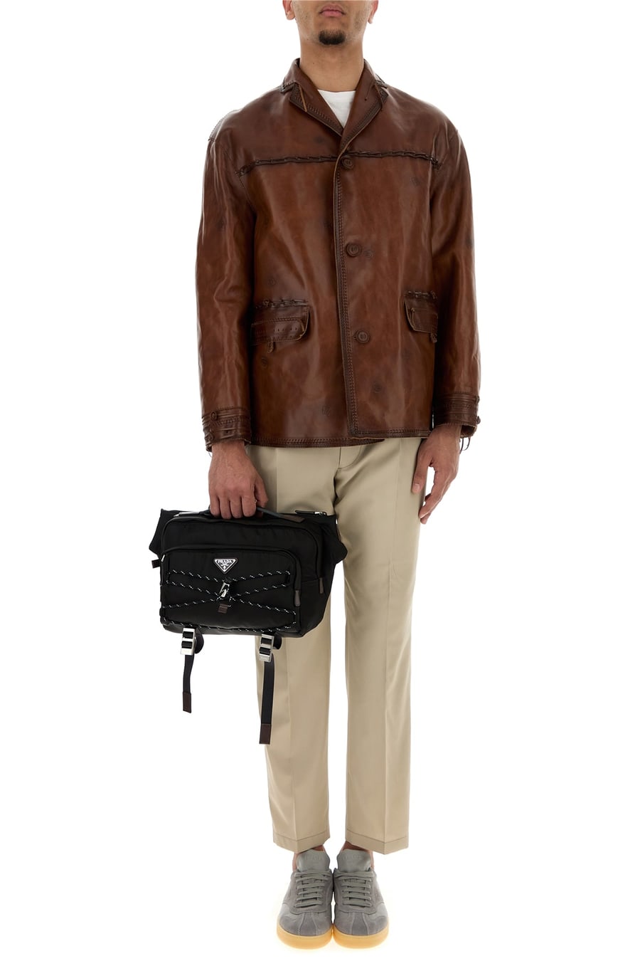 Prada Pantalone in cotone sabbia, view 6