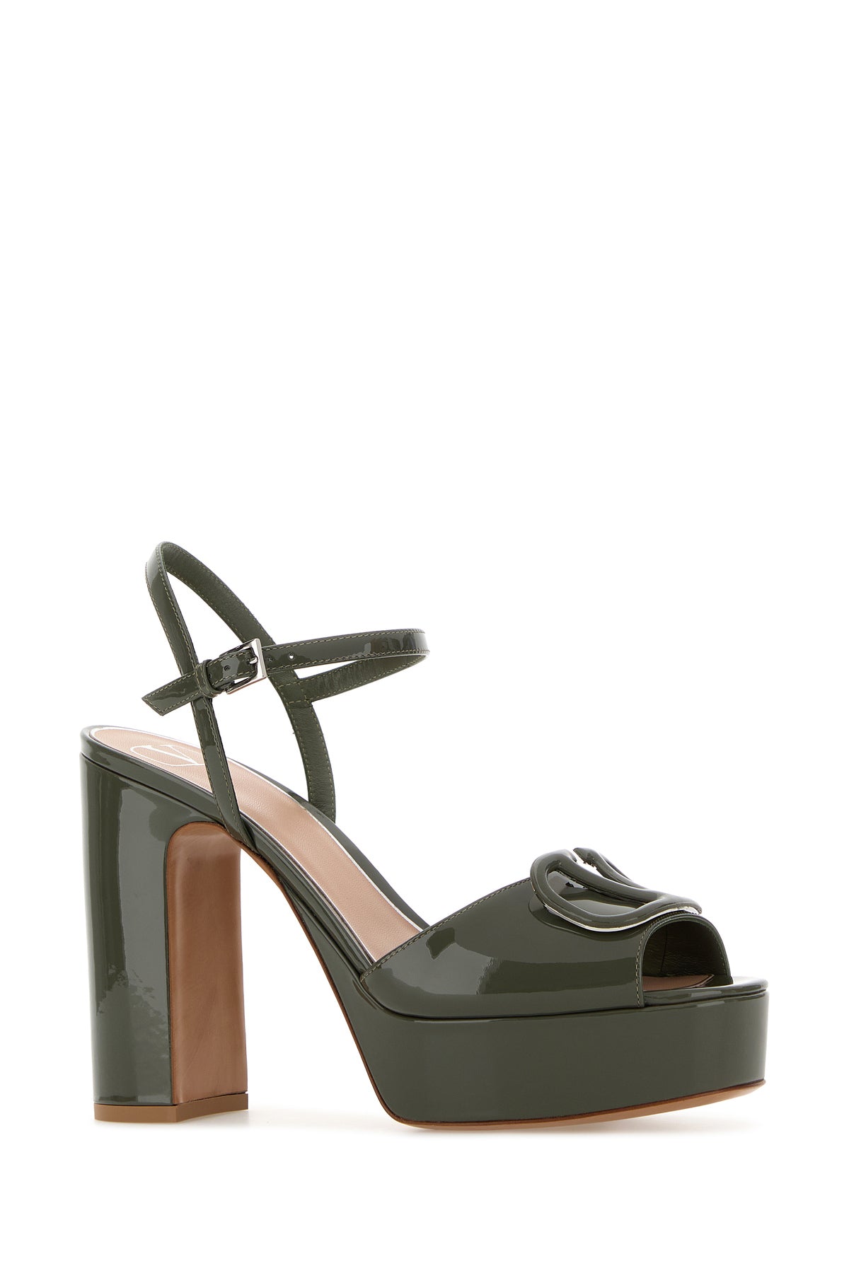 Valentino Garavani Sandali VLogo Signature in pelle verde miliare, view 2