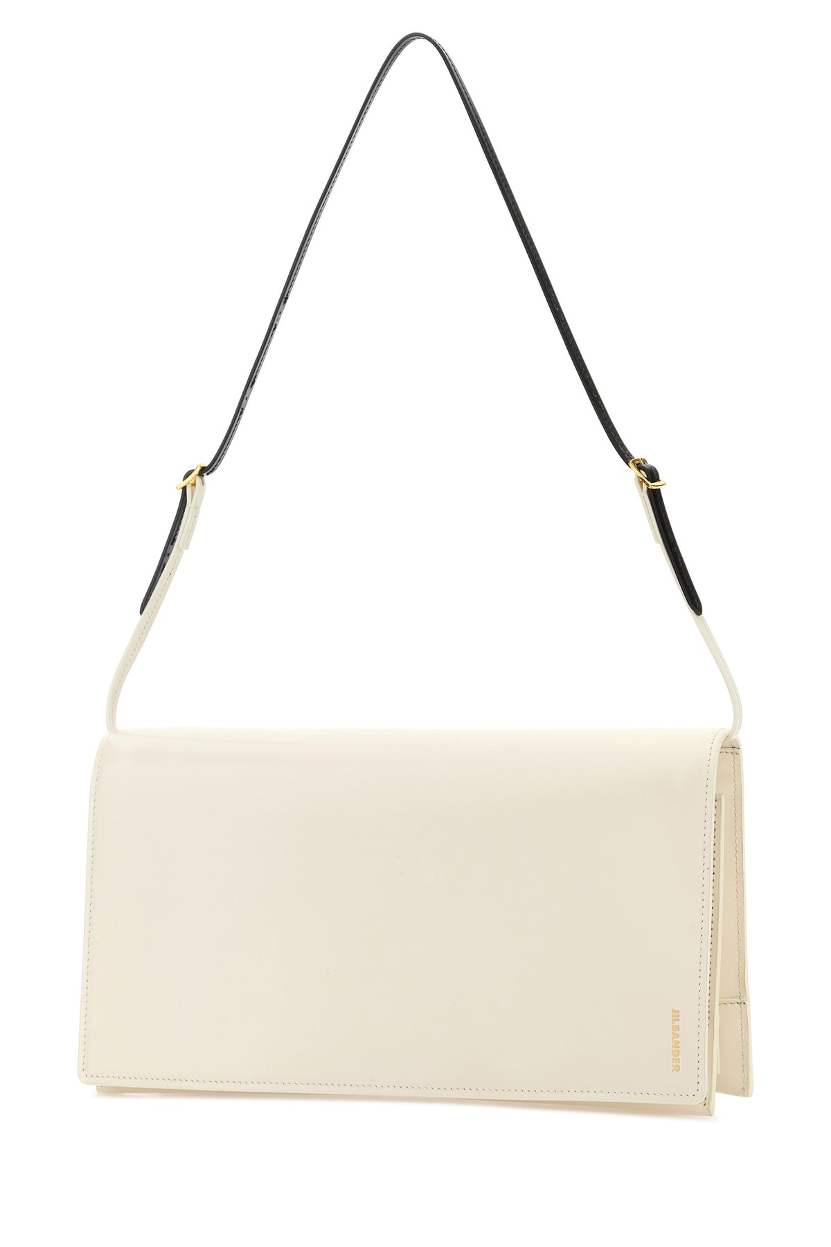 Jil Sander Borsa a spalla File media in pelle bianca, view 2