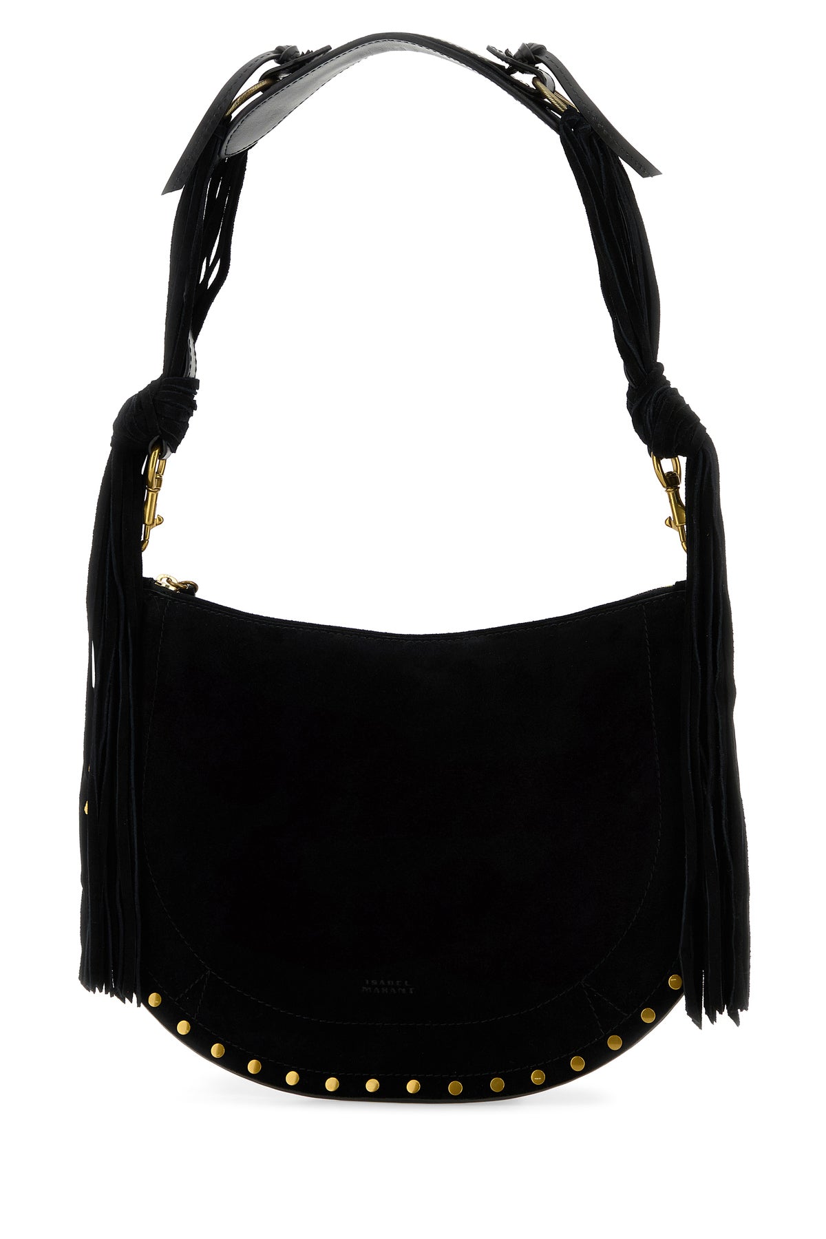 Isabel Marant Borsa a spalla Oskan in pelle scamosciata nera, view 2