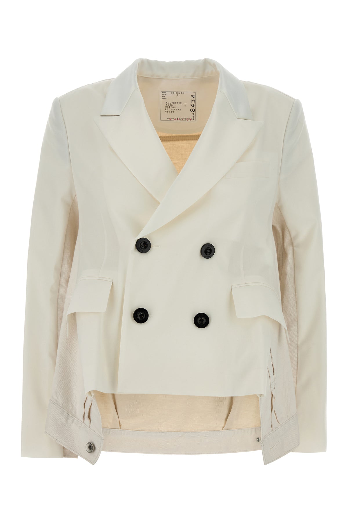 SACAI Giacca avorio in twill e denim