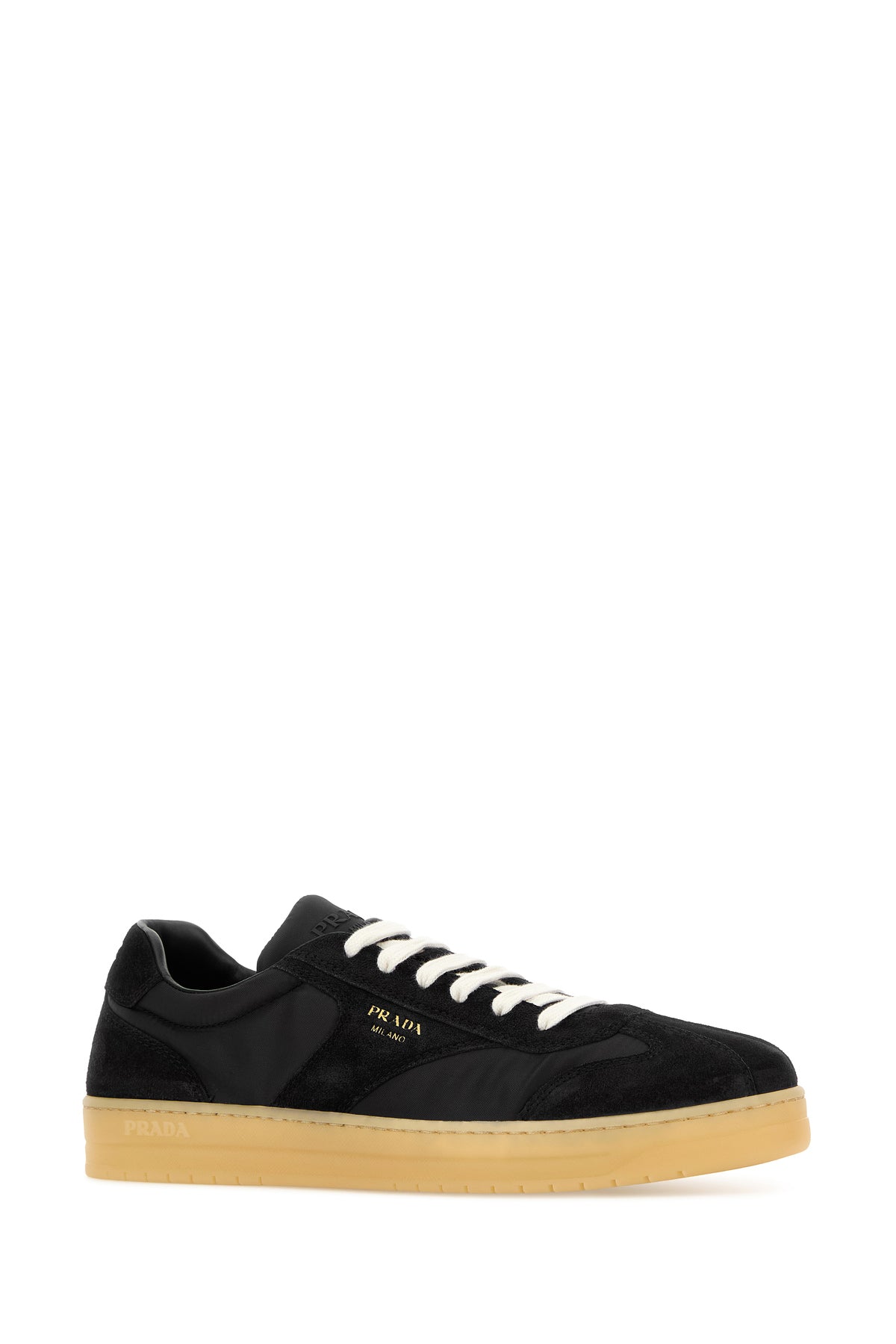 Prada Sneakers nere in pelle scamosciata e Re-Nylon, view 2