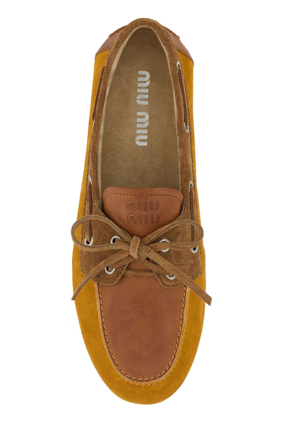Miu Miu Mocassini multicolor in pelle e pelle scamosciata, view 4