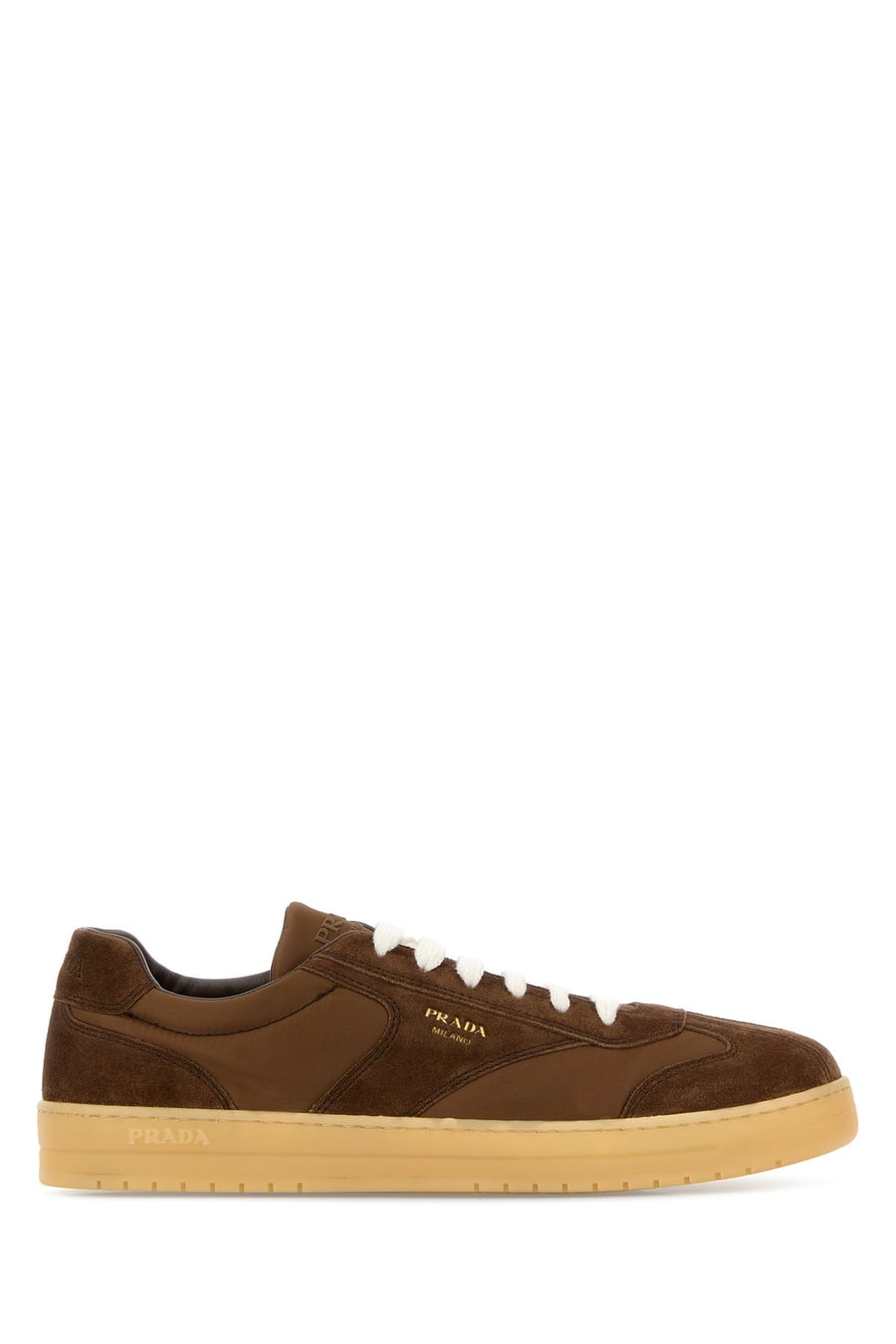 Prada Sneakers marroni in pelle scamosciata e Re-Nylon