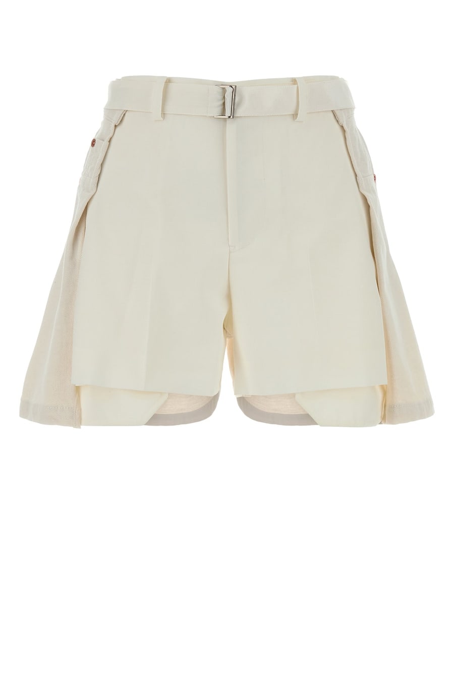 SACAI Shorts bianchi in poliestere e denim