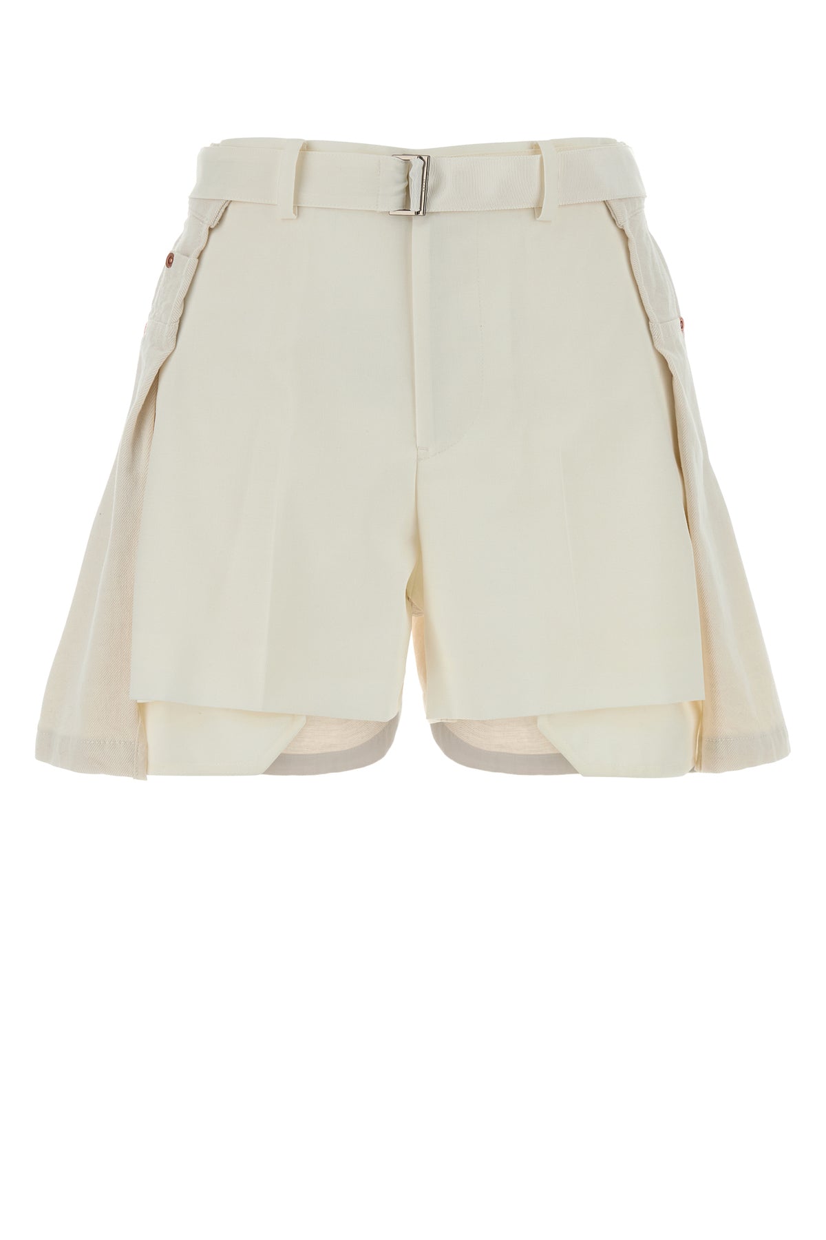 SACAI Shorts bianchi in poliestere e denim