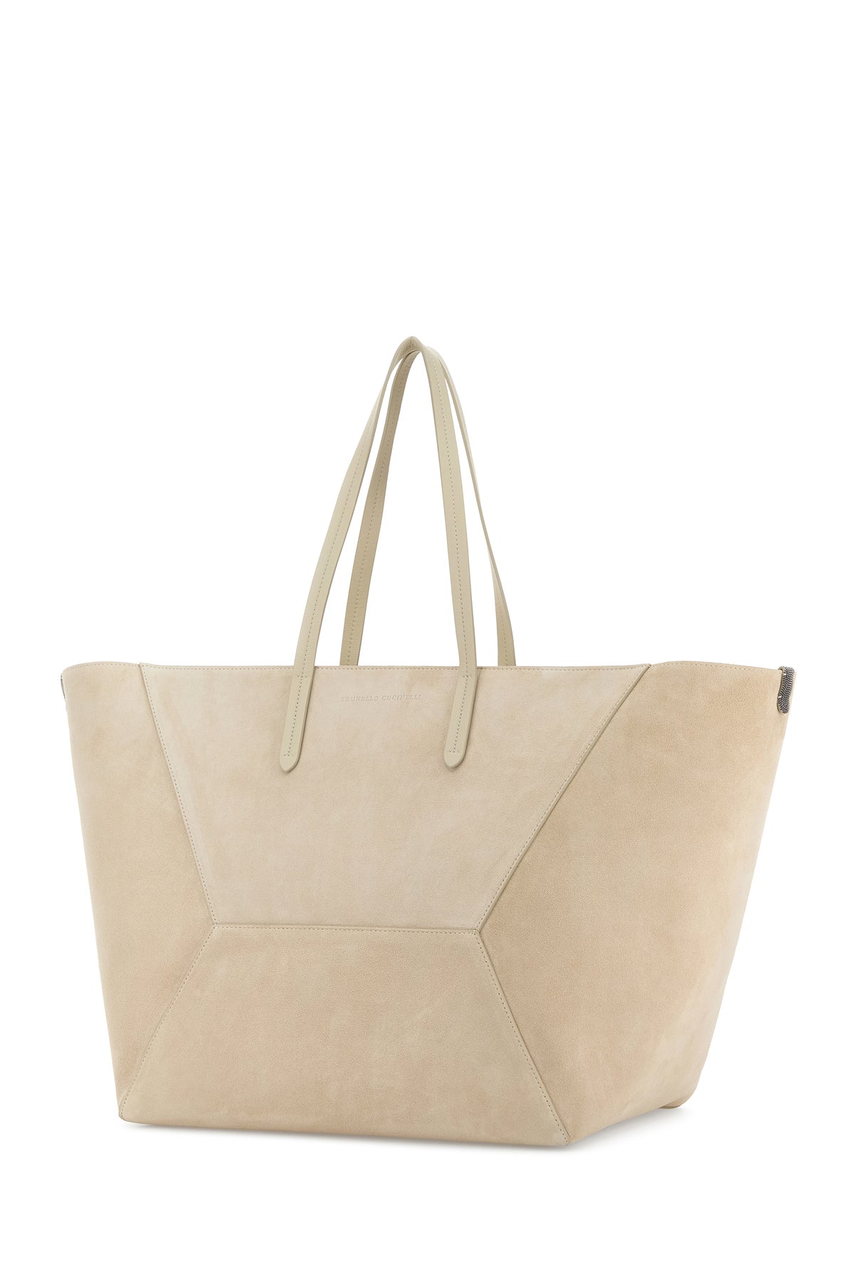 Brunello Cucinelli Borsa shopping in pelle scamosciata sabbia, view 2