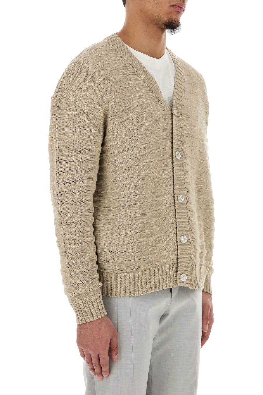 MM6 Maison Margiela Cardigan in cotone beige, view 3