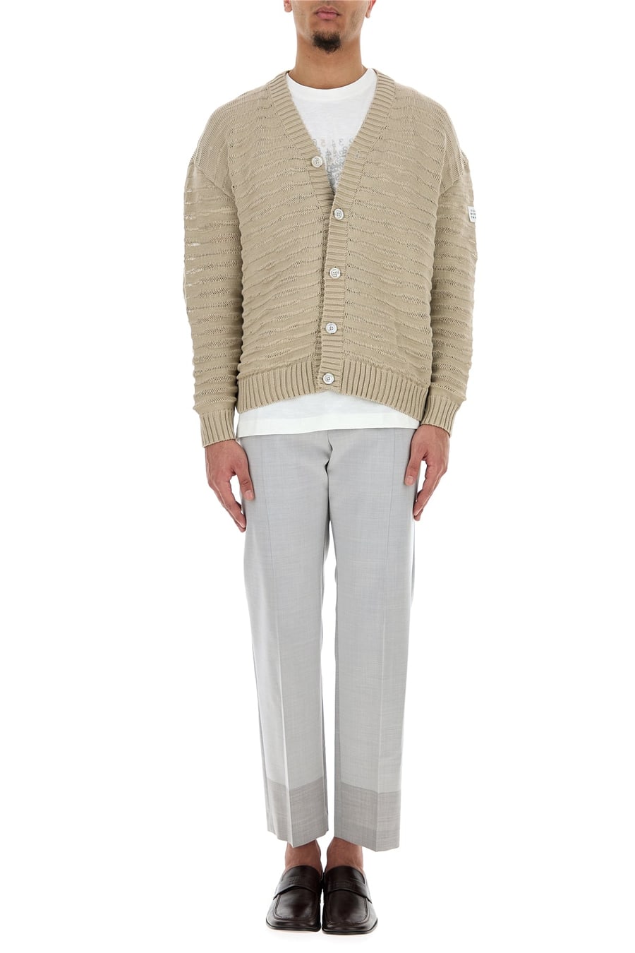 MM6 Maison Margiela Cardigan in cotone beige, view 6