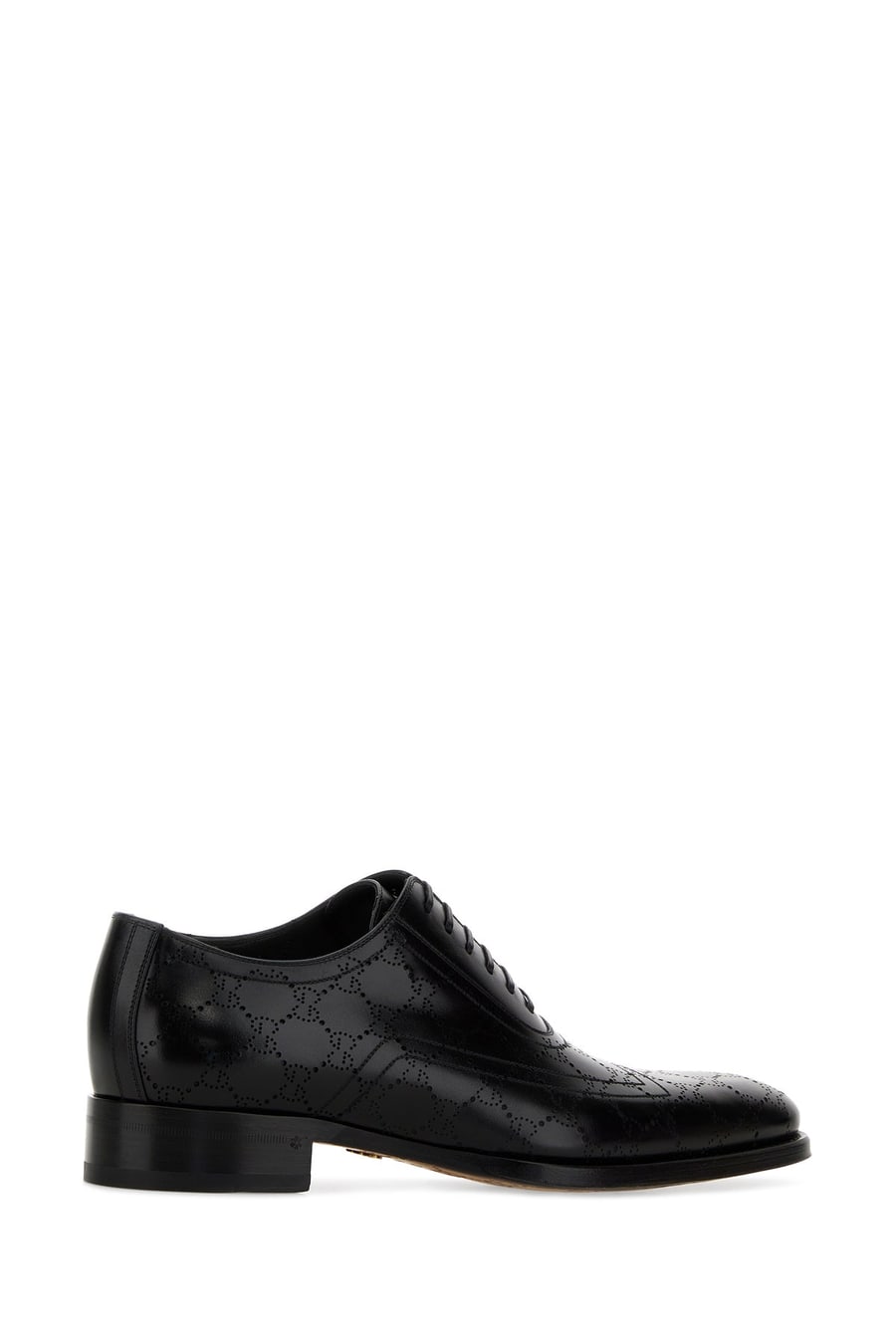 Gucci Scarpe stringate in pelle nera, view 3