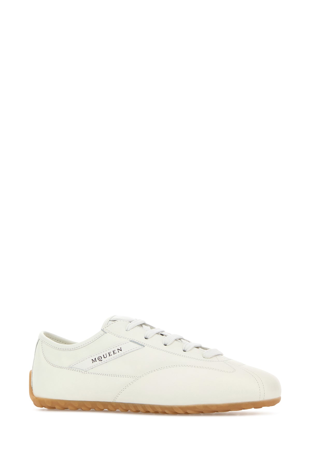Alexander McQueen Sneakers Boxe in pelle avorio, view 2