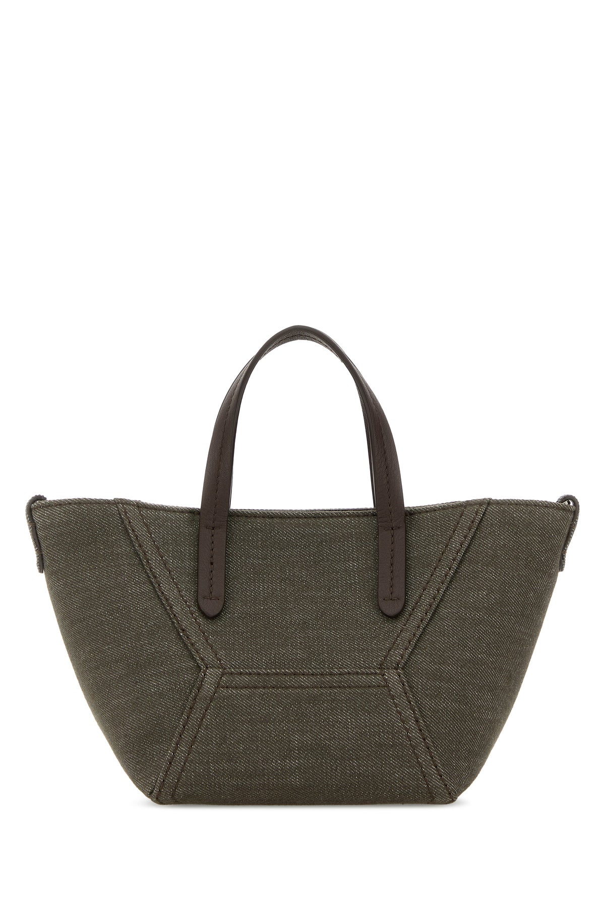 Brunello Cucinelli Borsa a mano in tessuto verde oliva