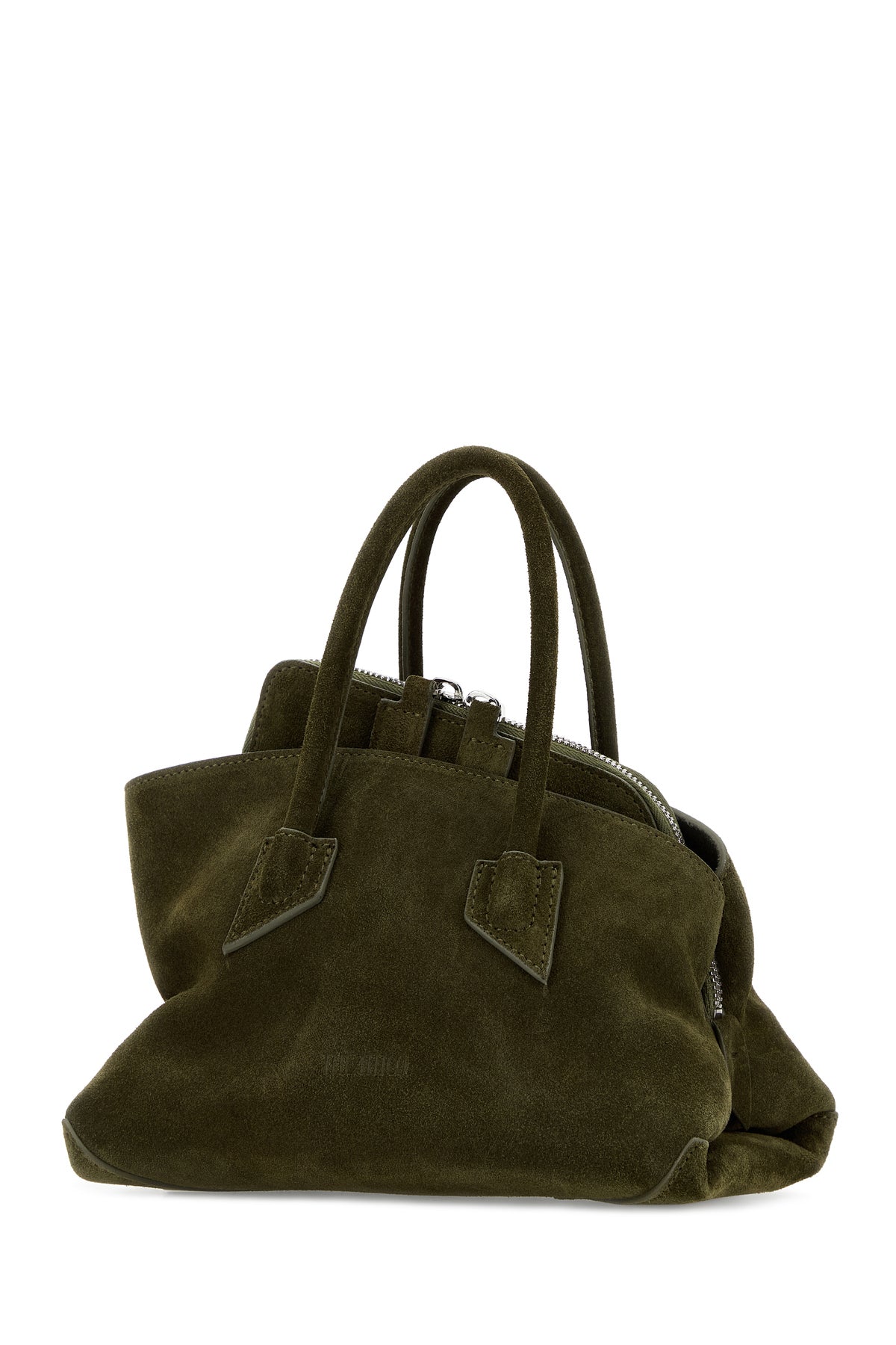 The Attico Borsa a mano La Passeggiata mini in pelle scamosciata verde militare, view 2