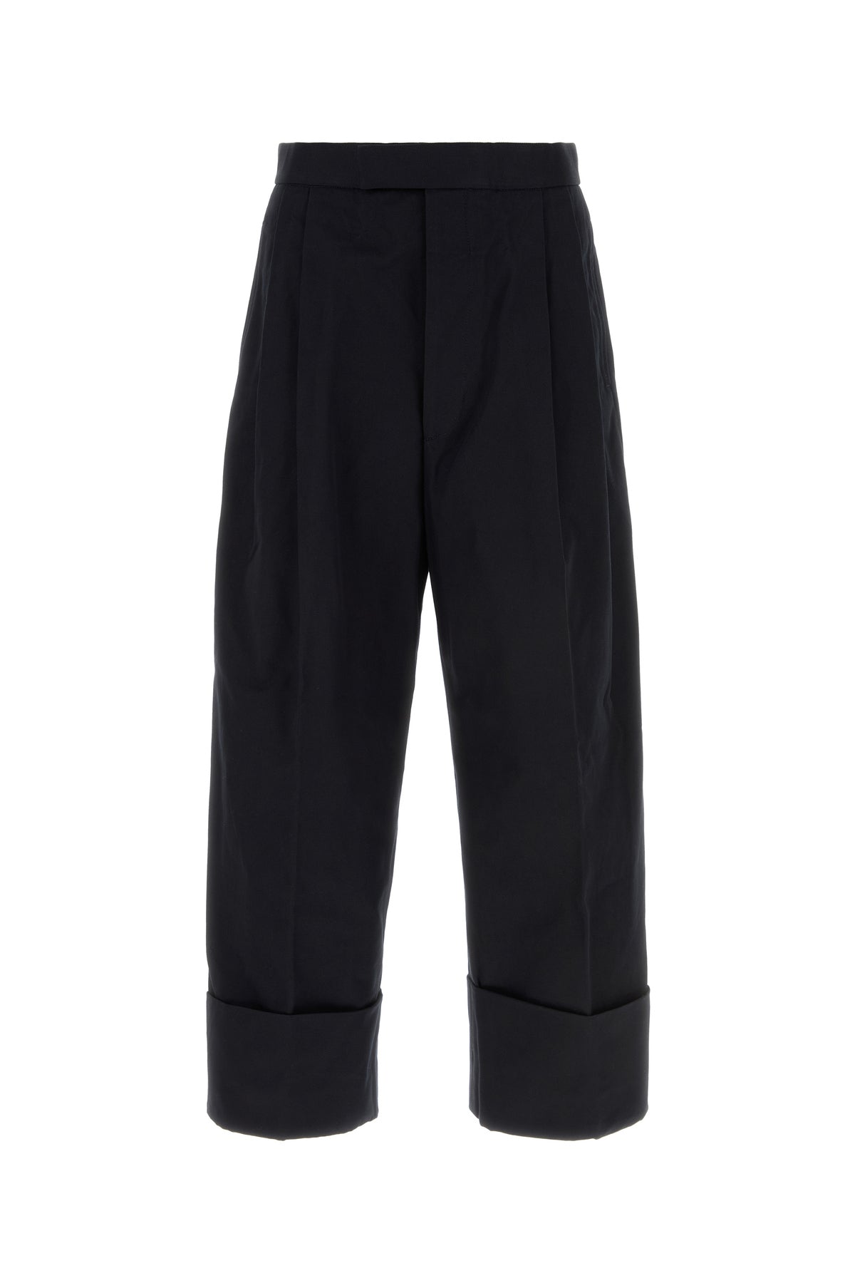 Thom Browne Pantalone dalla gamba ampia in cotone blu navy