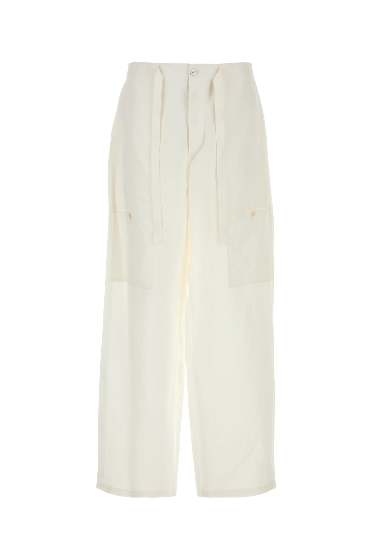 Jil Sander Pantalone cargo in misto lino bianco