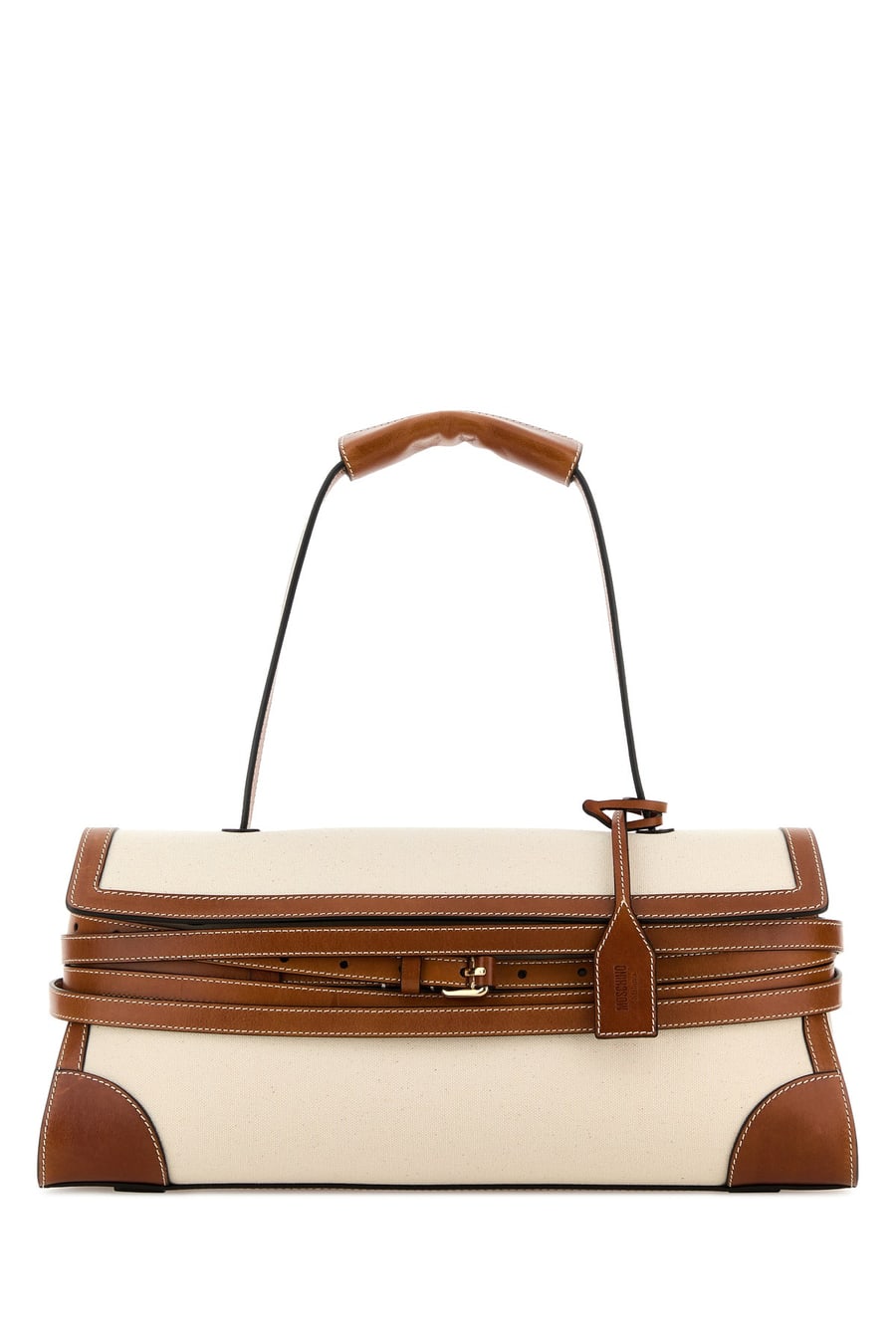 Moschino Borsa a spalla in tela sabbia