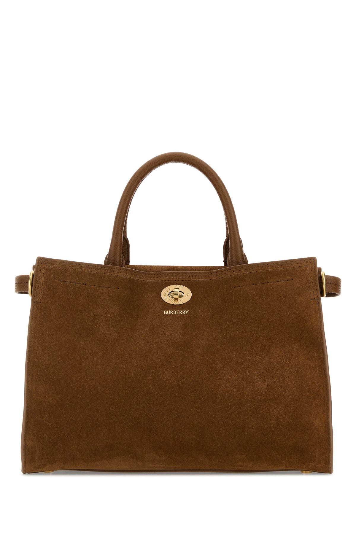 Burberry Borsa a mano Cotswolds piccola in pelle scamosciata marrone