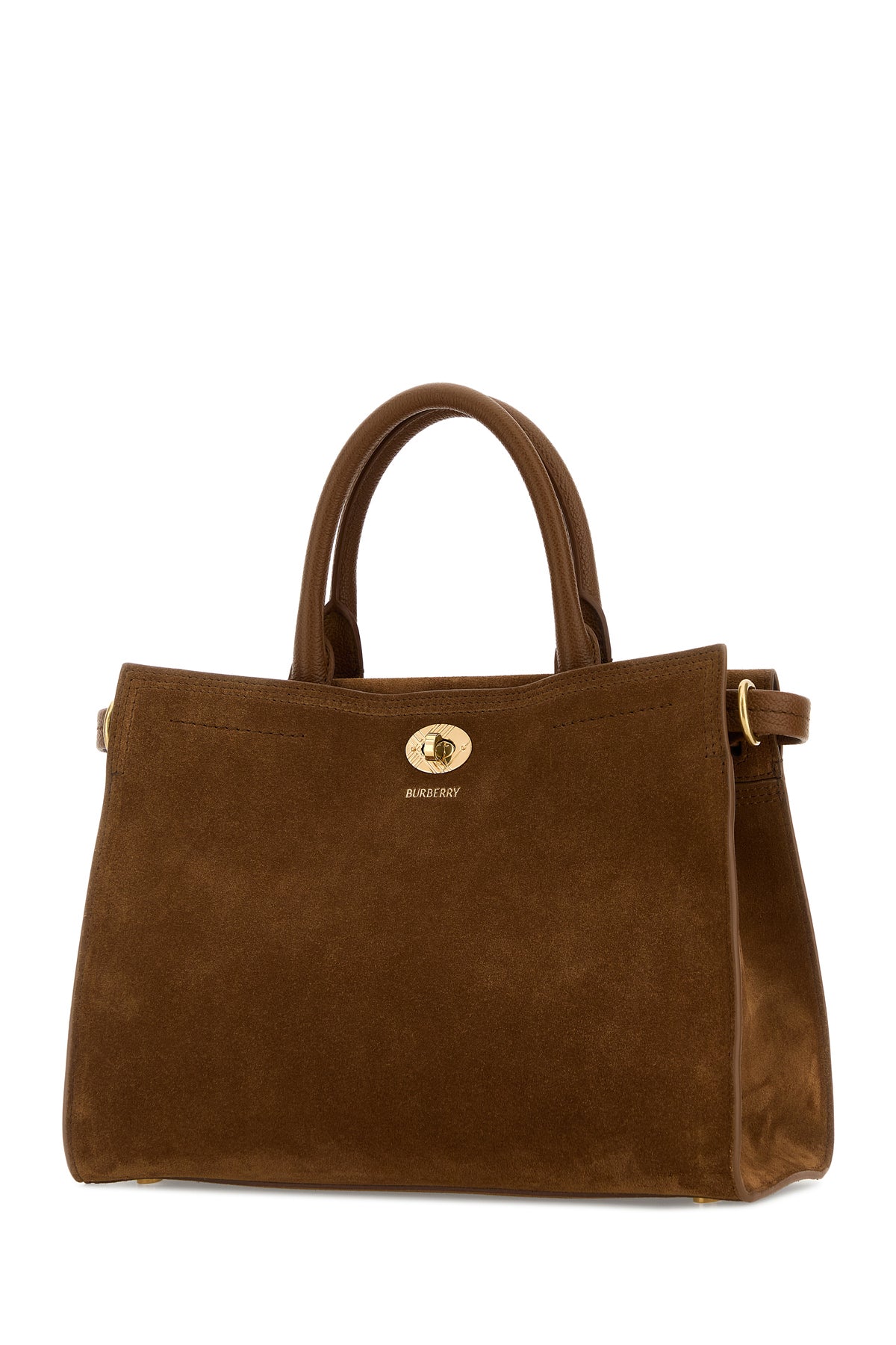Burberry Borsa a mano Cotswolds piccola in pelle scamosciata marrone, view 2