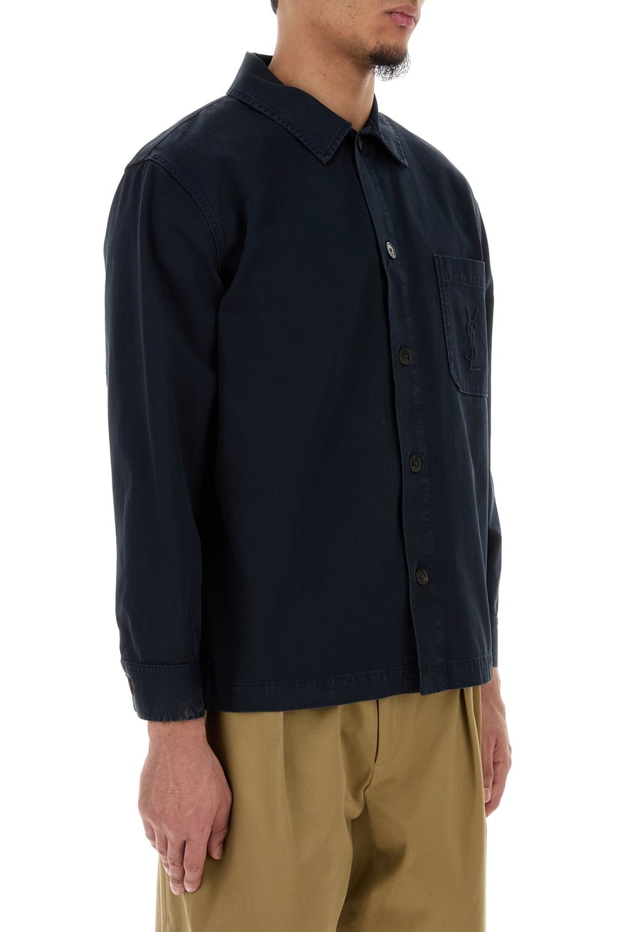 Saint Laurent Camicia in cotone blu scuro, view 3