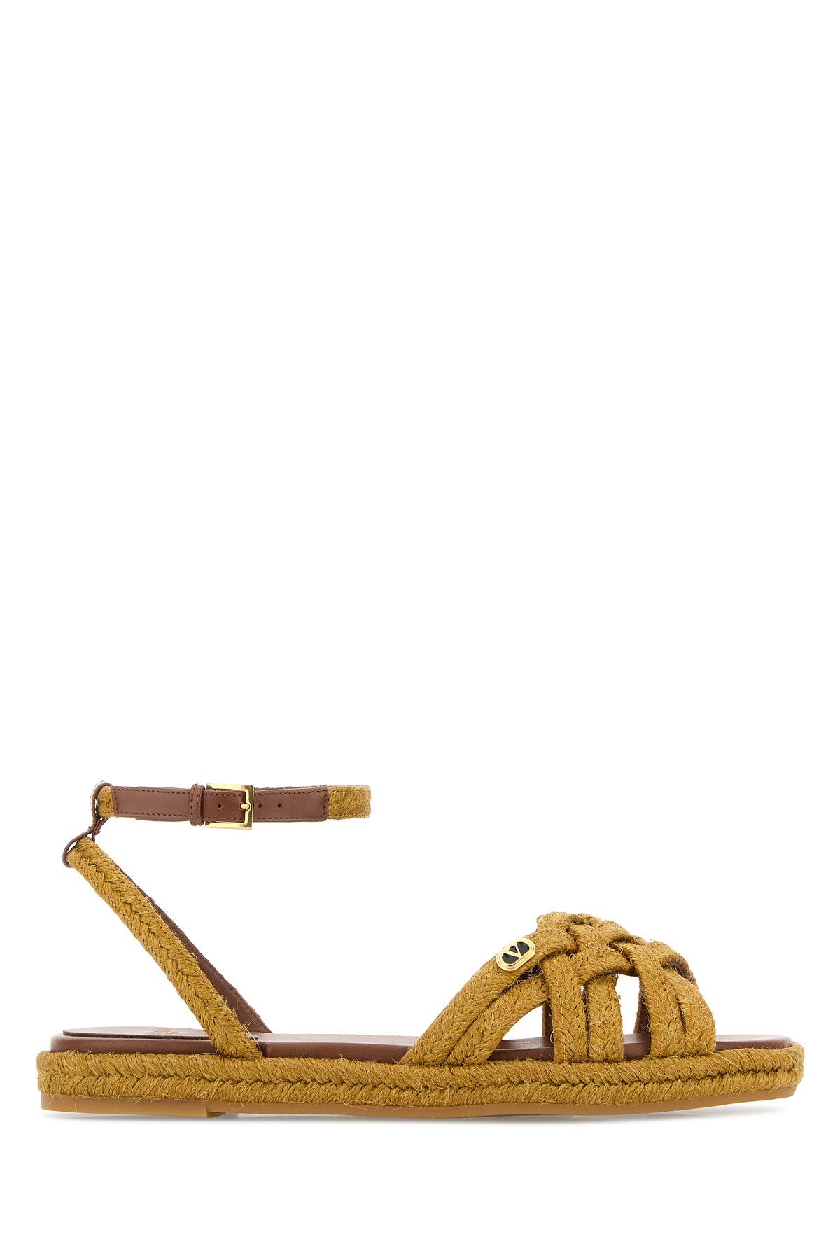 Valentino Garavani Sandali VLogo Signature in rafia senape
