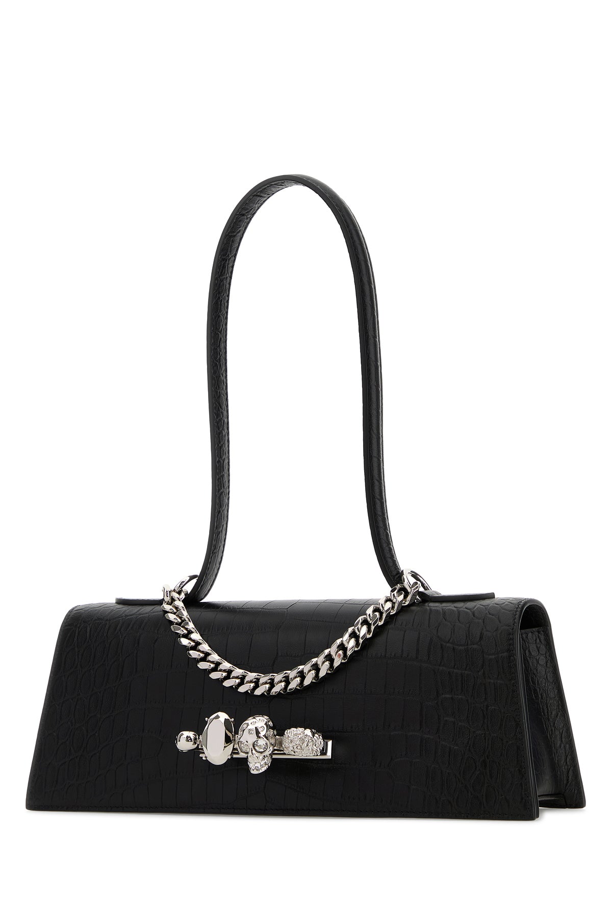 Alexander McQueen Borsa a spalla Jewelled in pelle nera, view 2
