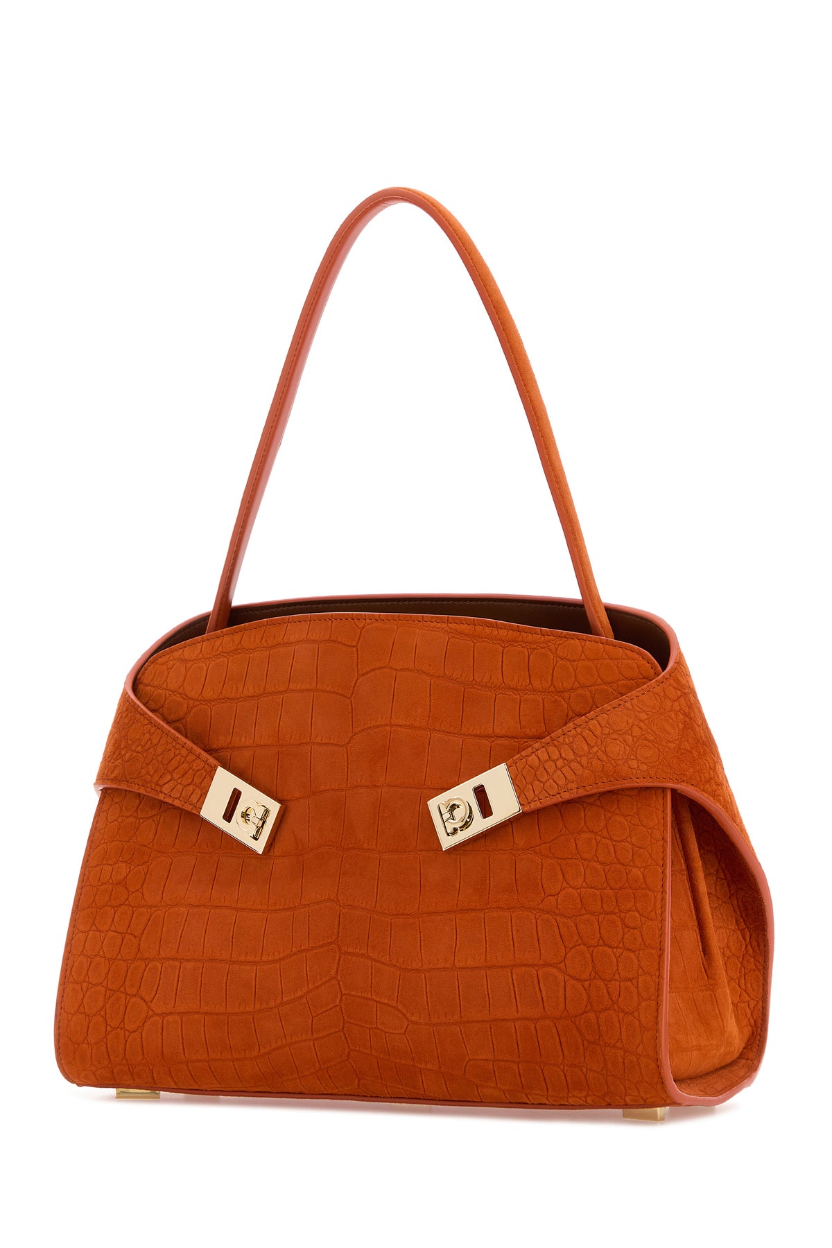 Ferragamo Borsa a spalla Hug Soft media in pelle scamosciata  arancione, view 2