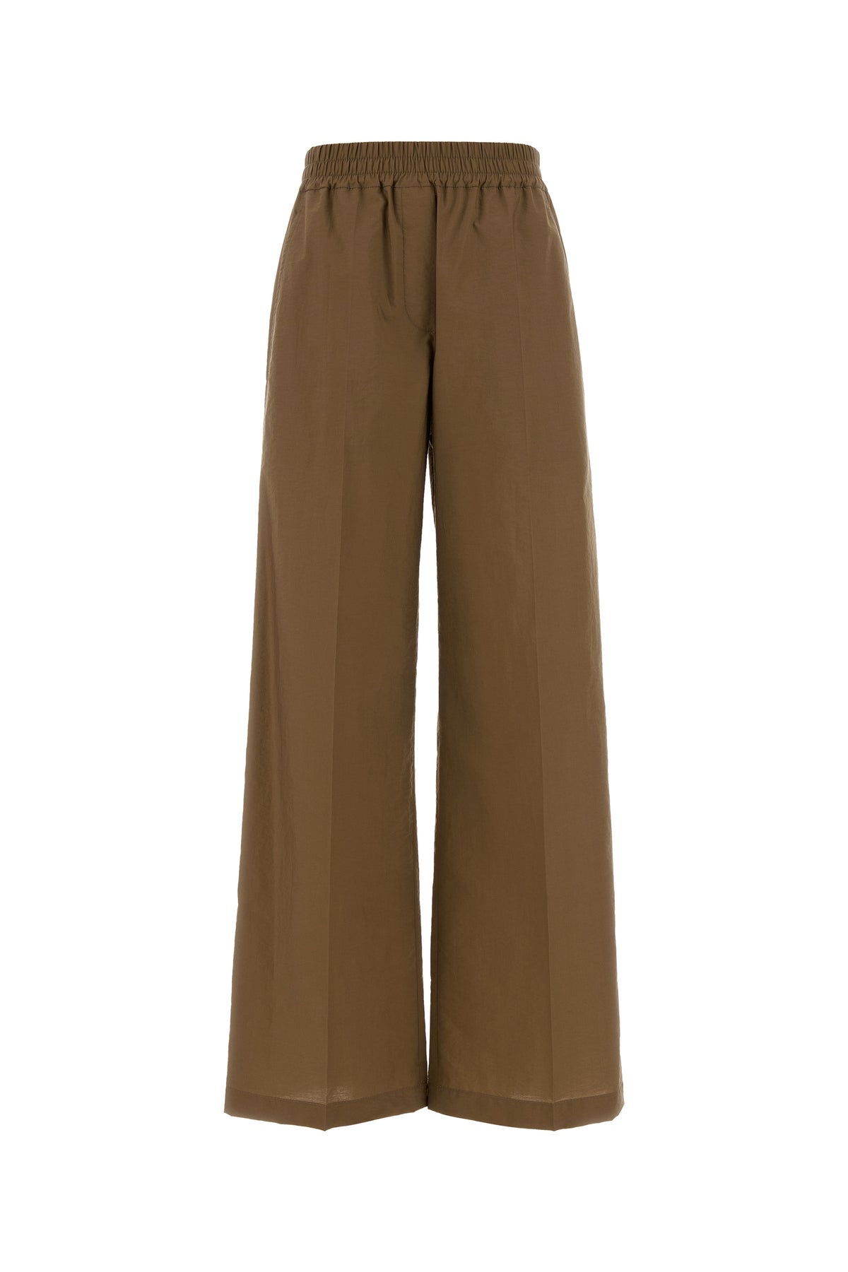 Brunello Cucinelli Pantalone dalla gamba ampia in misto cotone marrone