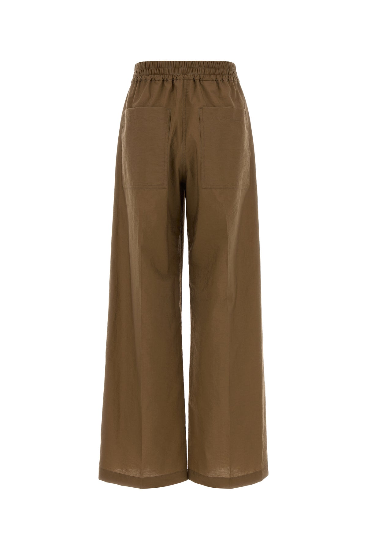 Brunello Cucinelli Pantalone dalla gamba ampia in misto cotone marrone, view 2