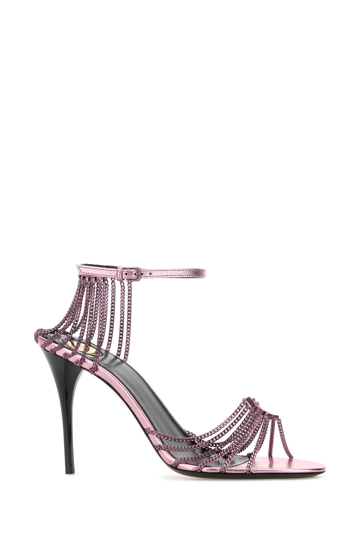Saint Laurent Sandali Babylone in metallo lilla, view 2