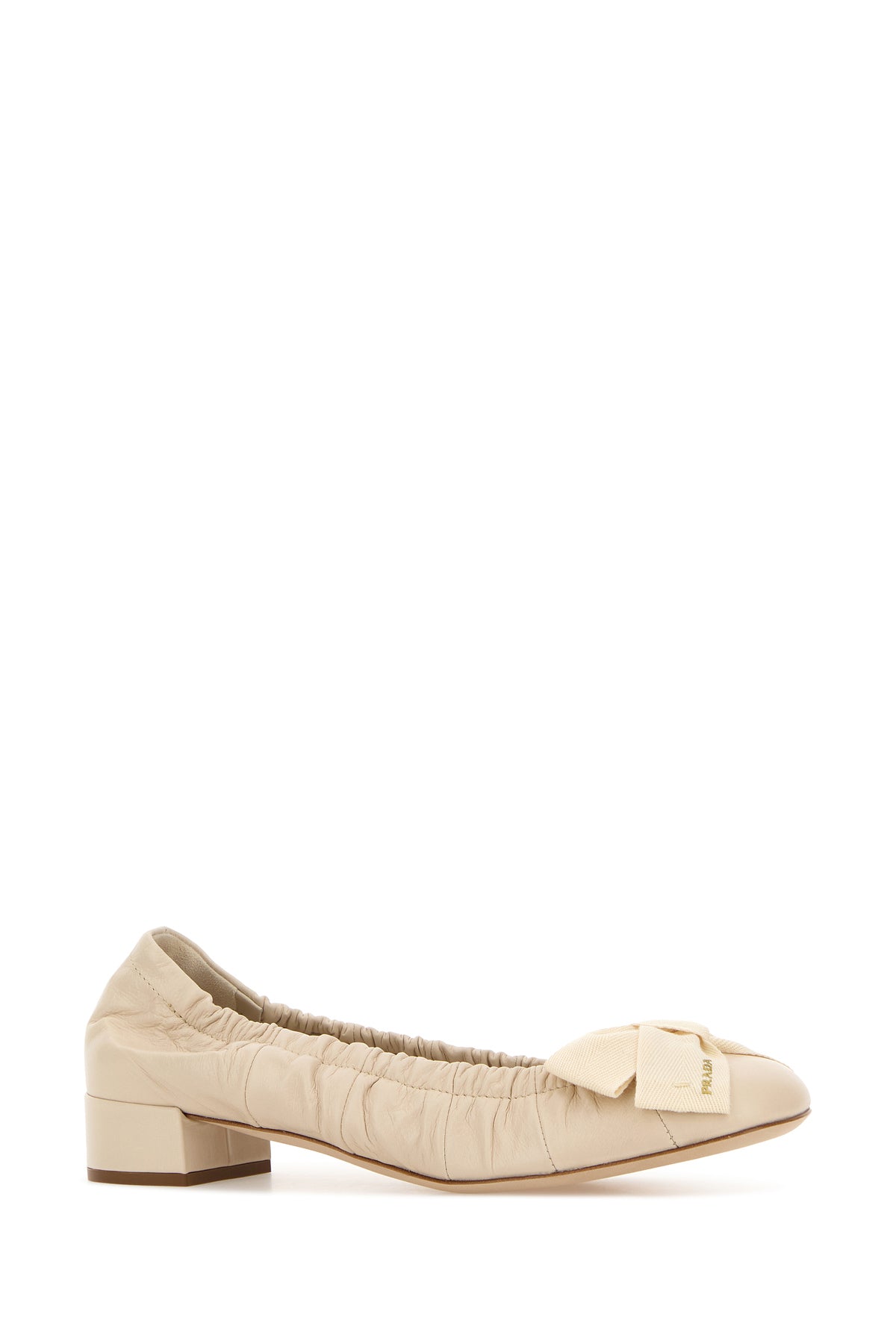 Prada Scarpe con tacco in pelle avorio, view 2