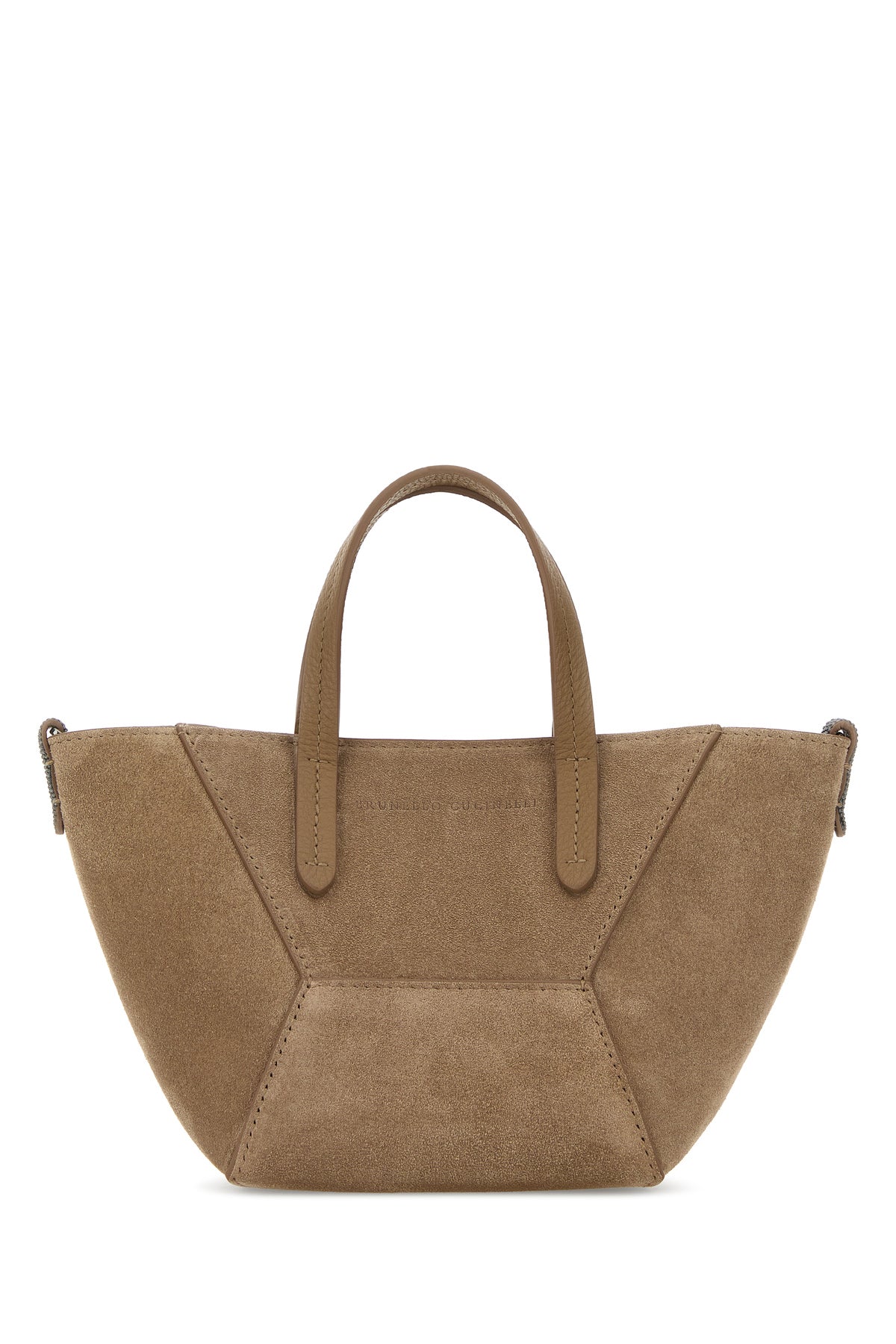 Brunello Cucinelli Borsa a mano in pelle scamosciata biscotto