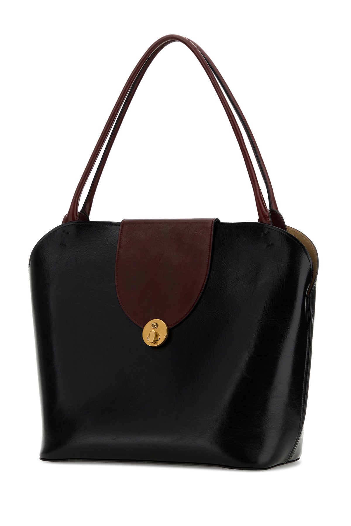 Versace Borsa shopping in pelle nera, view 2