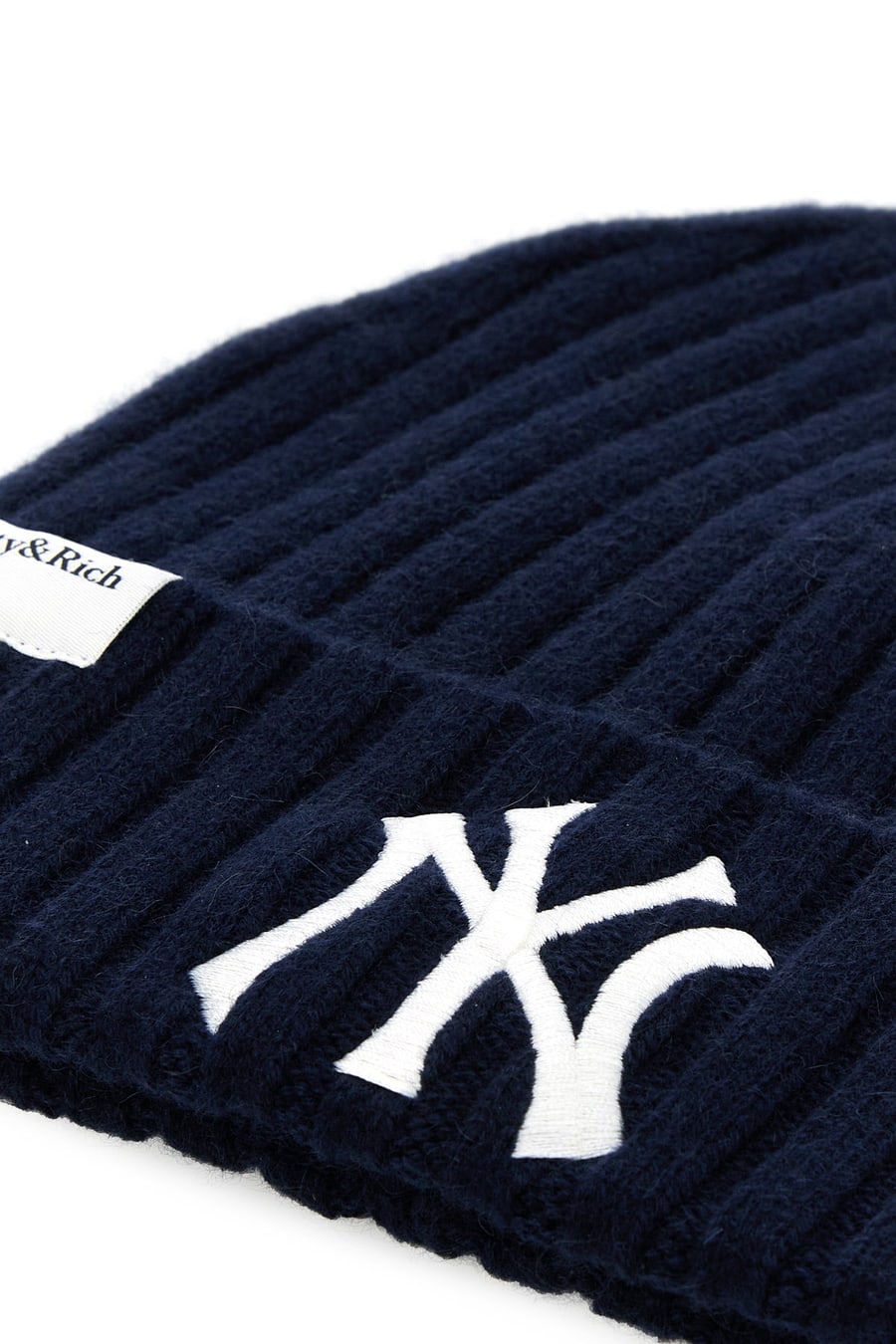 SPORTY & RICH Cuffia Yankees in misto cashmere blu navy, view 3