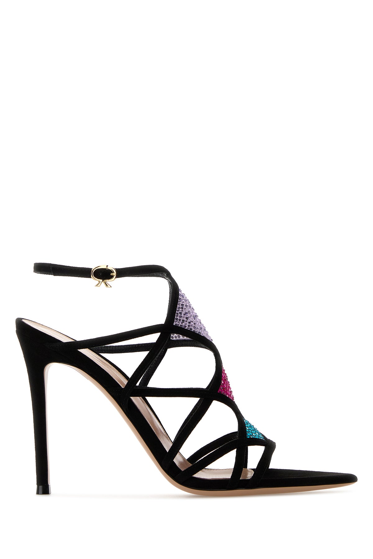 GIANVITO ROSSI Sandali Confetti multicolor in rete e pelle scamosciata
