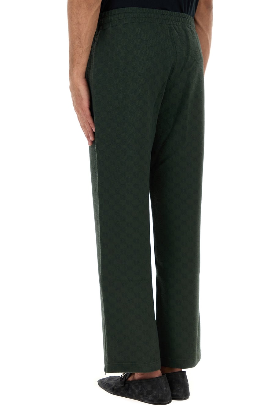 Gucci Pantalone jogging in nylon stretch verde bottiglia, view 4