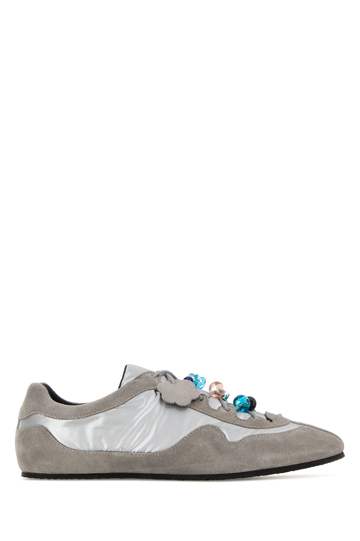 CECILIE BAHNSEN Sneakers Blaise grigie in tessuto e pelle scamosciata