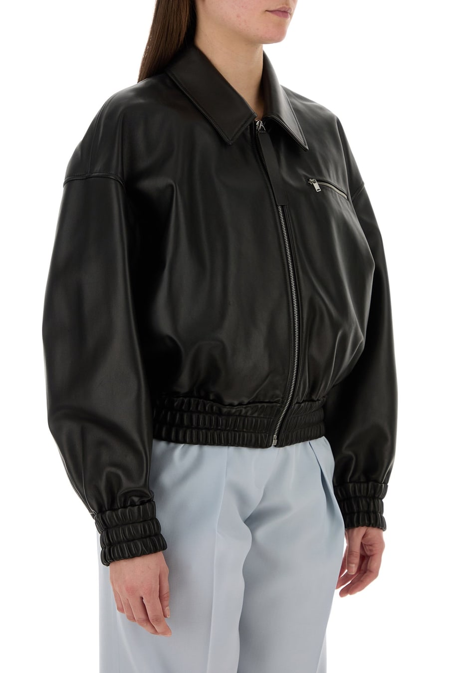 Jil Sander Giacca in pelle nera, view 3