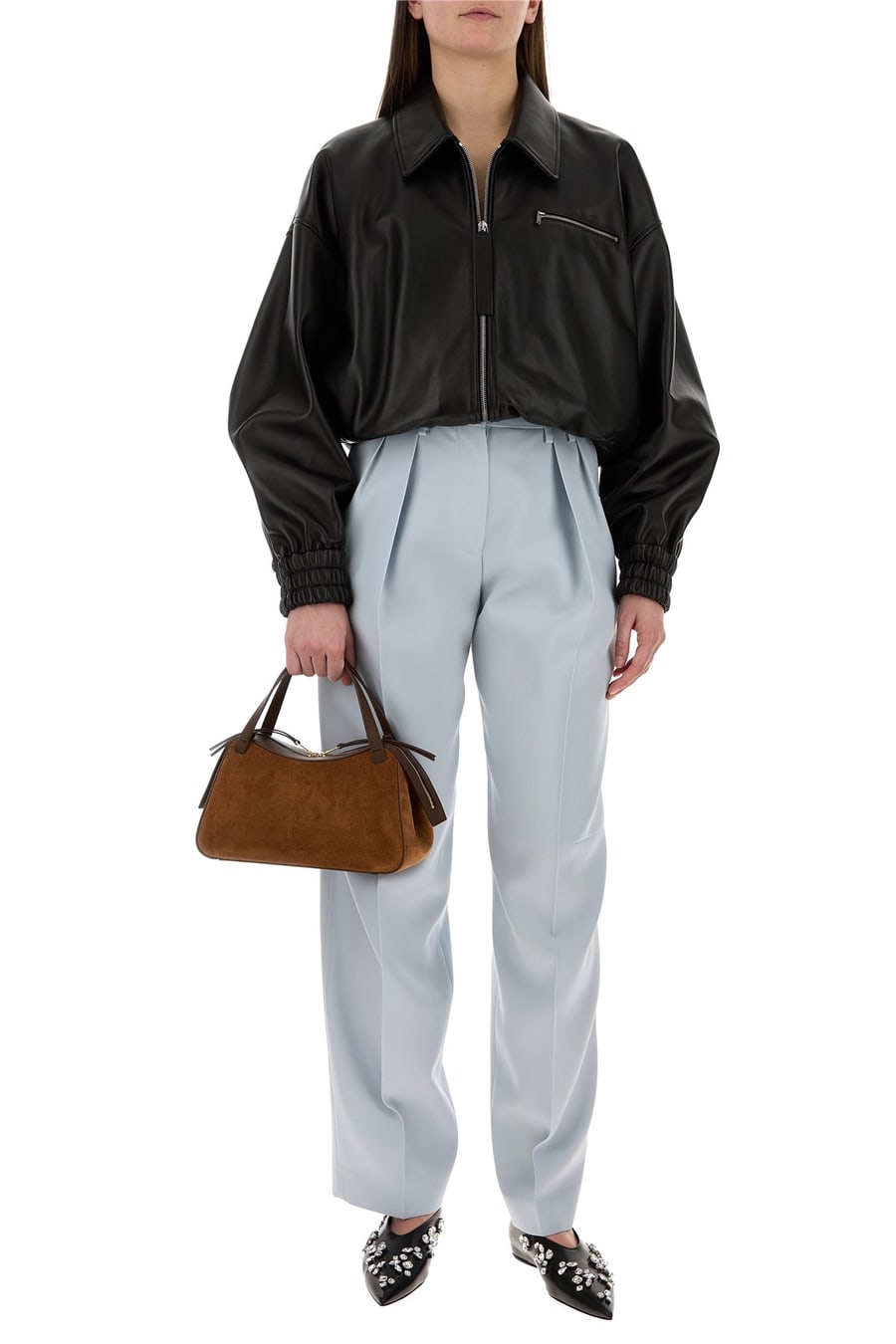Jil Sander Giacca in pelle nera, view 6