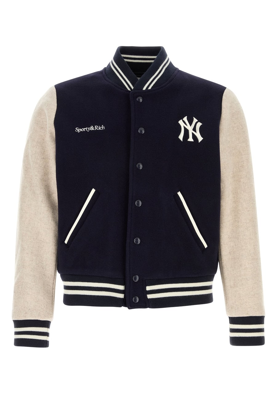 SPORTY & RICH Bomber Diana in lana blu scuro