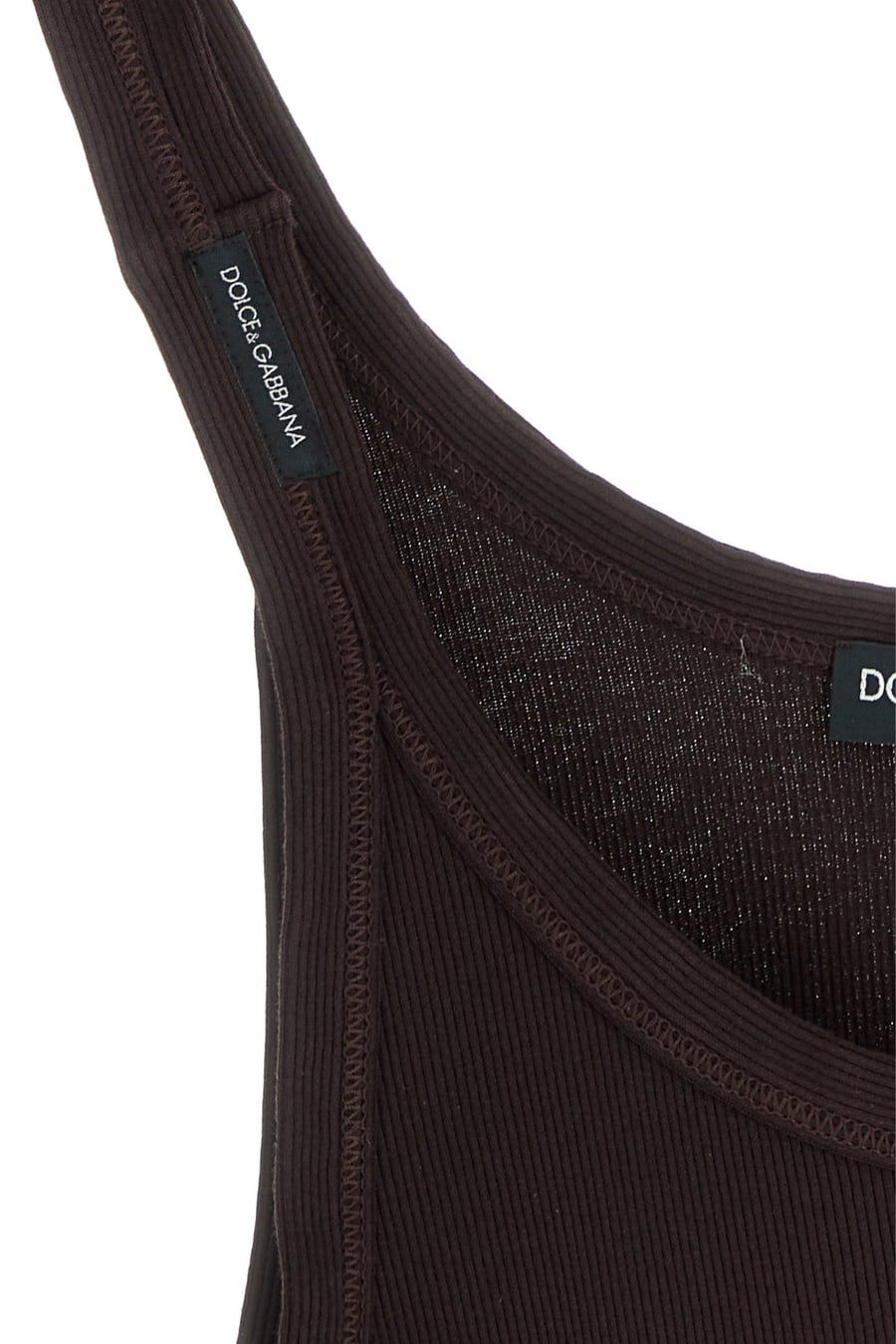 Dolce & Gabbana Canotta in cotone cioccolato, view 3