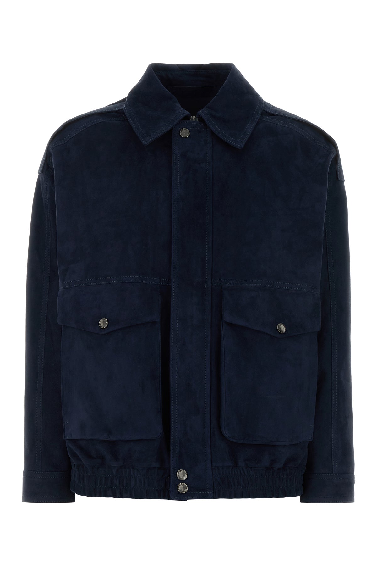 SANTORO Giacca in pelle scamosciata blu navy