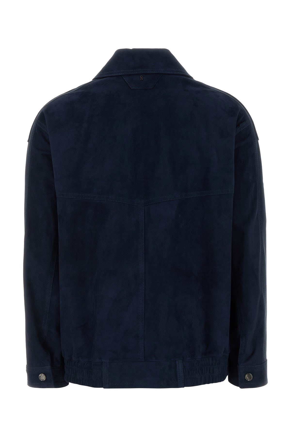 SANTORO Giacca in pelle scamosciata blu navy, view 2
