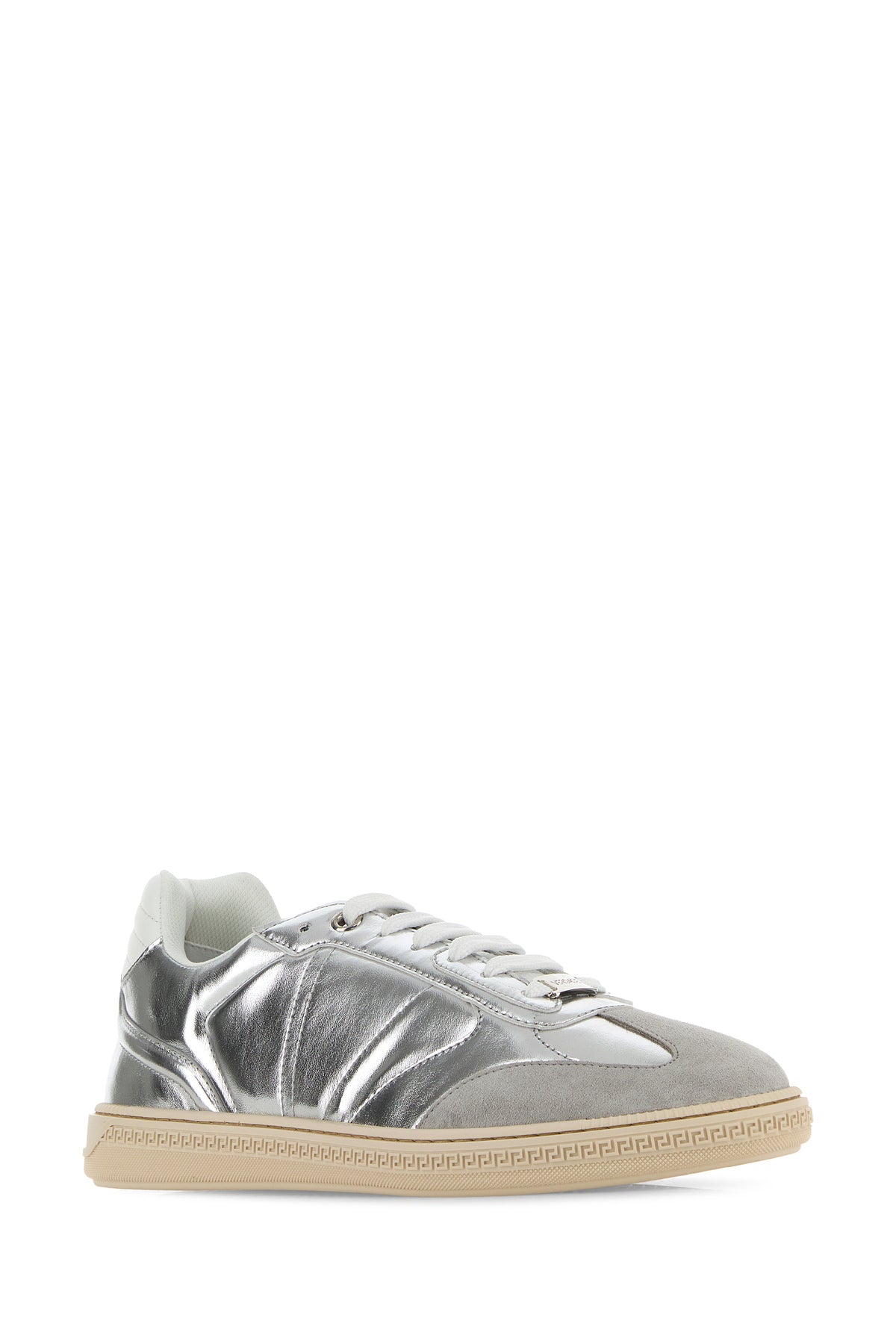 Versace Sneakers Free in pelle argento, view 2