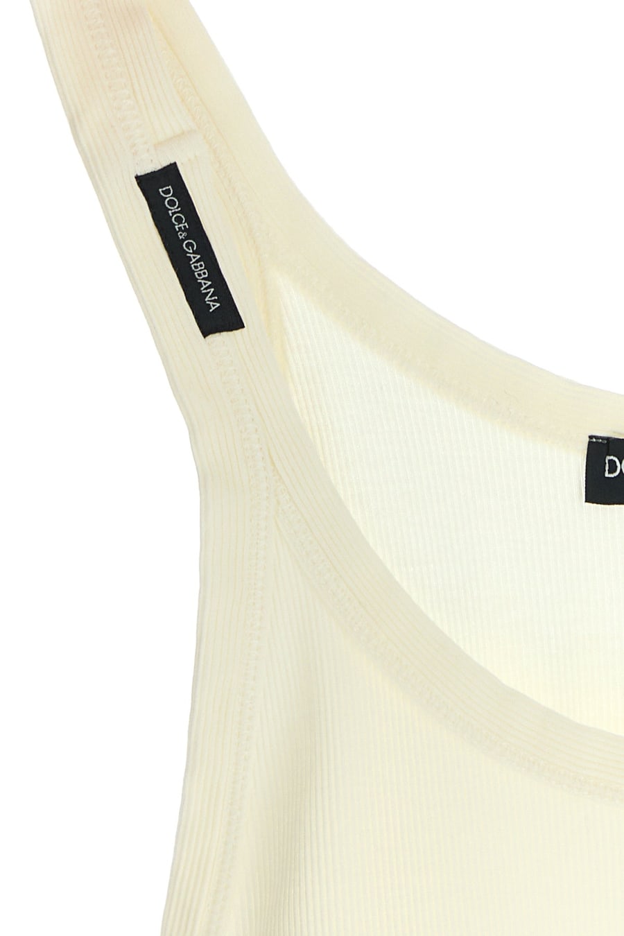 Dolce & Gabbana Canotta in cotone avorio, view 3
