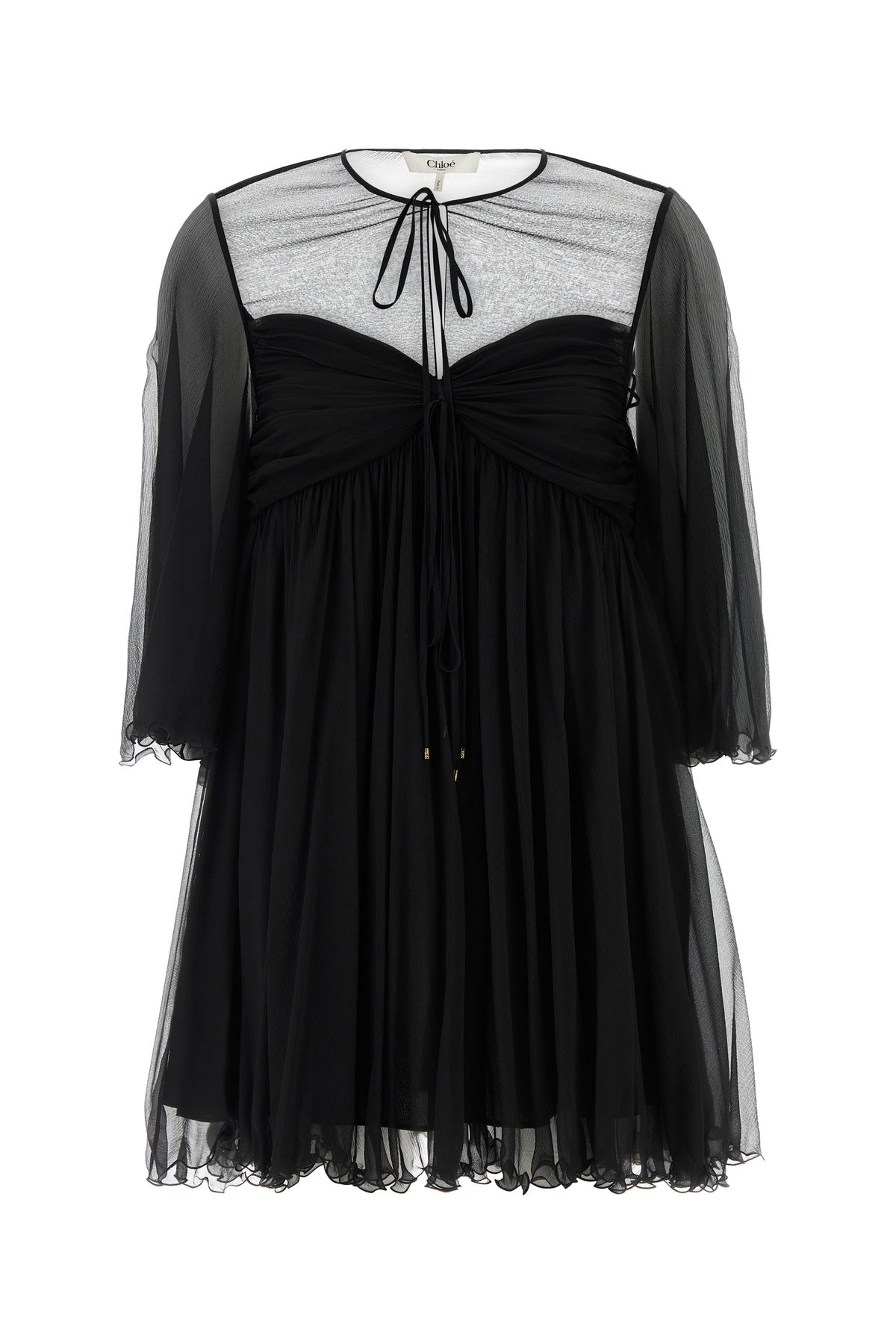Chloé Mini abito in georgette nero
